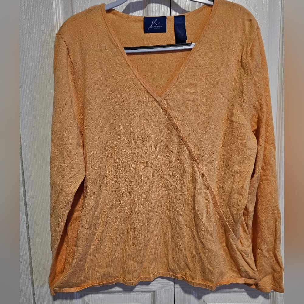 JH Collectibles Women's Orange Peach Crossover Long Sleeve Top